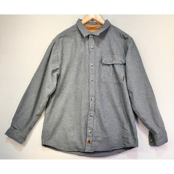 Legendary Whitetails Mens Buck Camp Flannel Shirt LG Gray Corduroy Collar Cuffs - Picture 1 of 11